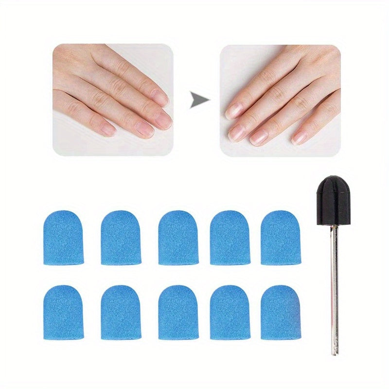 Conjunto de Lijado para Uñas de 1/10 piezas, Cabezal de Lijado y Anillo de Lijado para Taladro de Uñas para Manicura y Pedicura en Casa o Salón