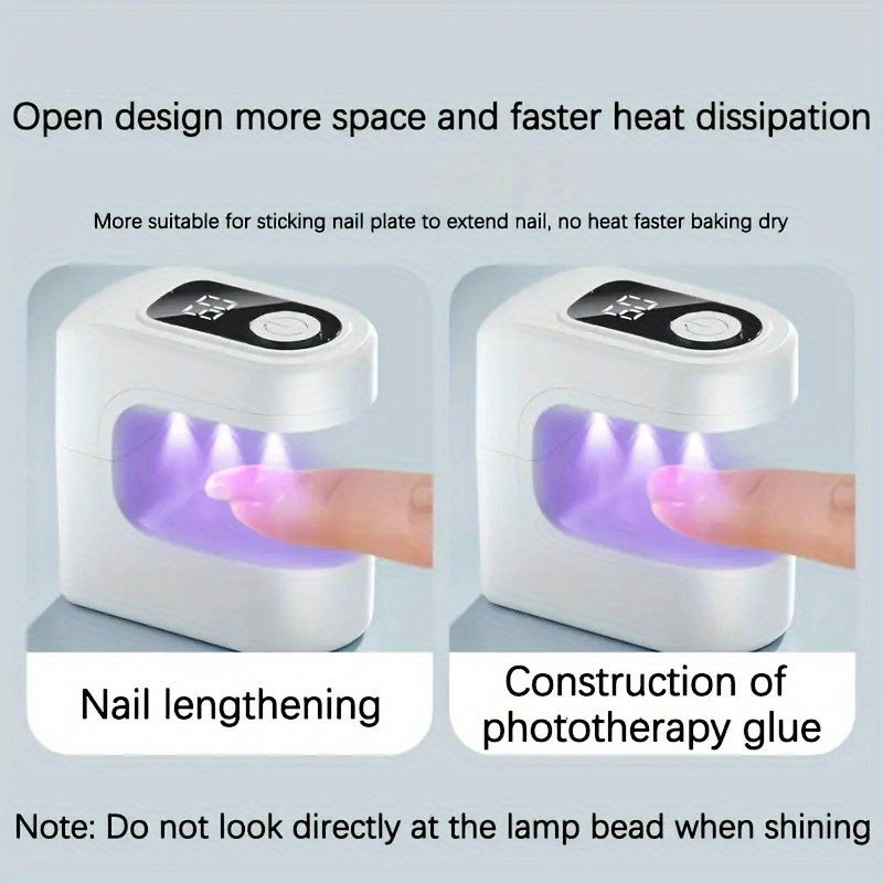 1 lámpara de uñas mini portátil, con pantalla de visualización digital, carga USB, lámpara de poliuretano para uñas de gel, adecuada para uso en casa y salón, para endurecer uñas de gel - otoño, regreso a clases, Halloween