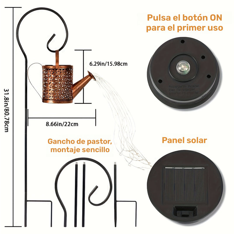 1pc, Luz de Hadas Solar, Lámpara de Riego, Luz de Tetera, Luz de Tierra, Luz de Cascada,, Adecuada para Patio, Césped, Camino, Boda, Fiesta, Decoración de Jardín, Regalo, Pascua, Ramadán, Día de la Independencia, Día de San Patricio