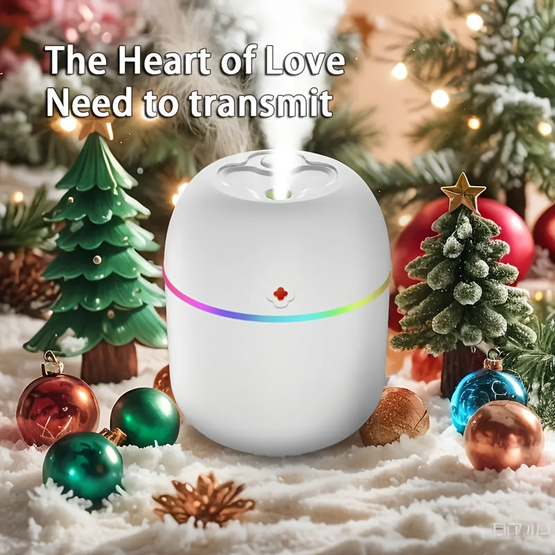 Un humidificador con alimentación USB adecuado para dormitorios, salas de estar, escritorios y automóviles, con luz ambiental, aerosol de aromaterapia y un diseño afortunado: portátil.