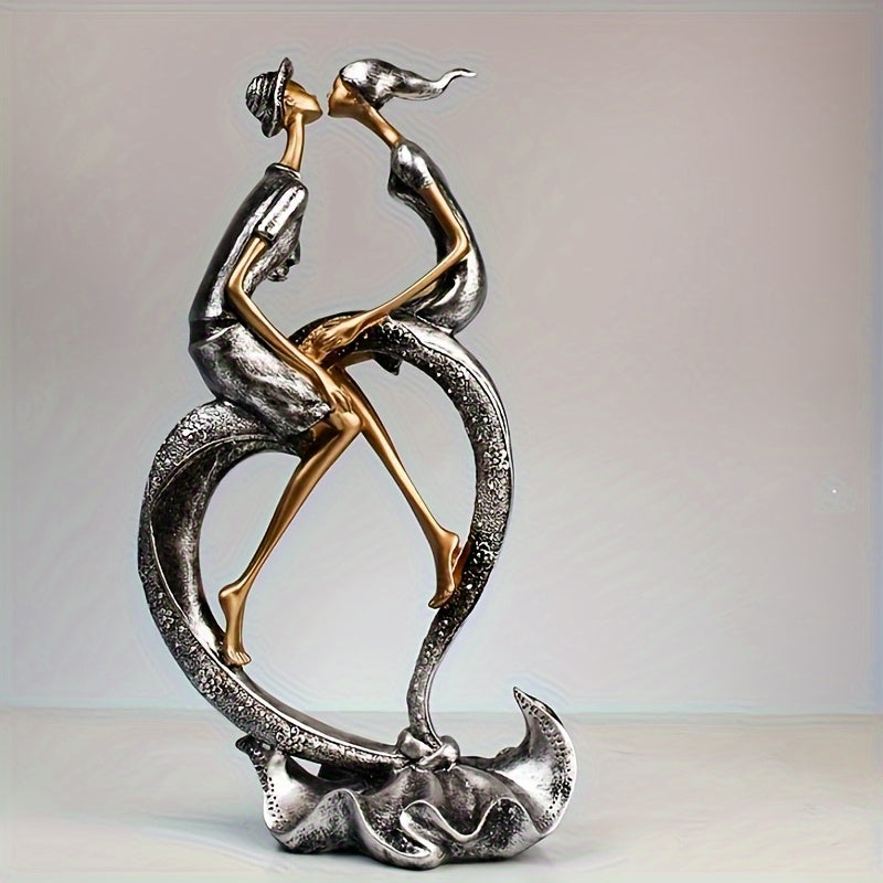1 Escultura Romántica para Pareja, Artesanía en Resina, Pieza Decorativa, Ideal para San Valentín, Navidad, Graduaciones, Decoración del Hogar, Sala de Estar, TV Stand, Dormitorio