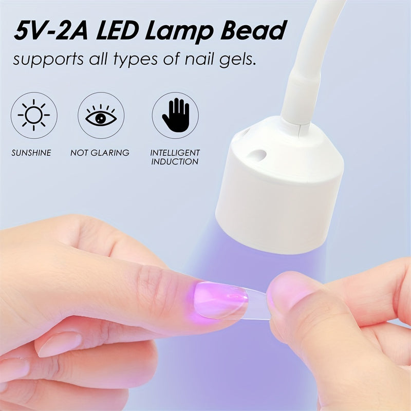 2 Piezas Lámpara Secadora de Uñas USB - Luz de Curado LED Rápida, Secadora de Uñas con USB sin Pantalla, Portátil para Hogar, Salón, Pedicura - Lámpara Compacta para Manicura y Pedicura Rápida, Diseño Elegante, Cuerpo Ligero de Plástico, Construcción Dur