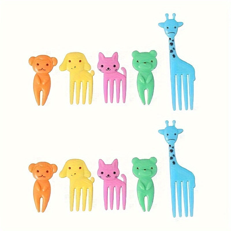 10pcs Tenedores de Fruta Desechables con Temática Animal Creativa - Perfectos para Fiestas, Picnics y Uso Doméstico - Vajilla de Plástico Duradera