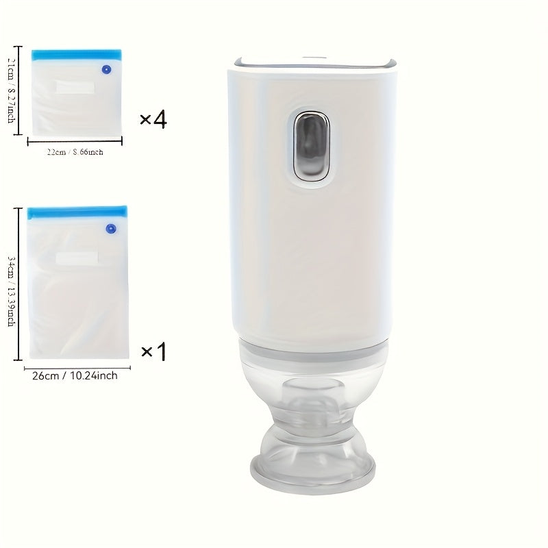Selladora Eléctrica Portátil Recargable USB - Bomba Automática para Conservación de Alimentos con 5 Bolsas Reutilizables, Preservación de Frescura y Sabor para Carne y Verduras, Diseño Ergonómico, Uso en Cocina y Viajes, Sellado Compacto y Duradero, Mang