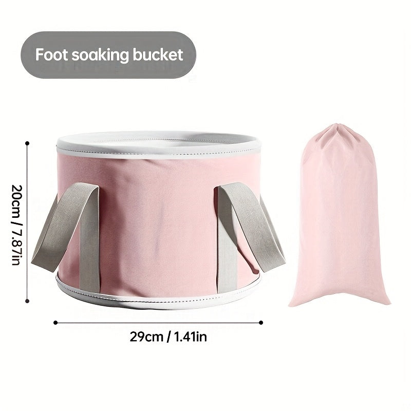 Explor Foot Spa - Cubo Portátil Plegable para Baño de Piernas y Pies con Asas Ergonómicas, Sin Necesidad de Electricidad, No Tóxico & Libre de Formaldehído, Diseño Rosa y Gris para Relajación en Casa o Viajes