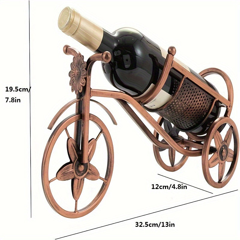 1pc Soporte para Vino con Forma de Bicicleta, Soporte de Vino de Metal Independiente para Mesa con Acabado Cepillado - Ideal para Decoración de Bar en Casa y Regalos de Vino