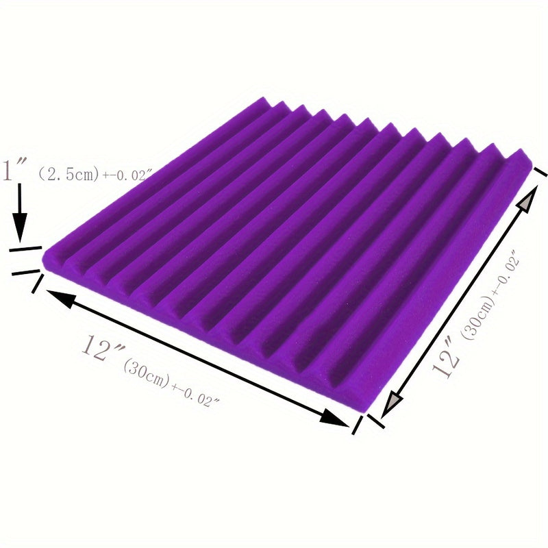 Conjunto de 48 Cuñas Acordeónicas Negras y Moradas - Paneles de Pared Insonorizantes de 30.48cm x 30.48cm x 2.54cm para Grabación en Estudio, Reducción de Ruido e Isolamiento de Instrumentos Musicales (24 Negros + 24 Morados), Configuración de Aislamient