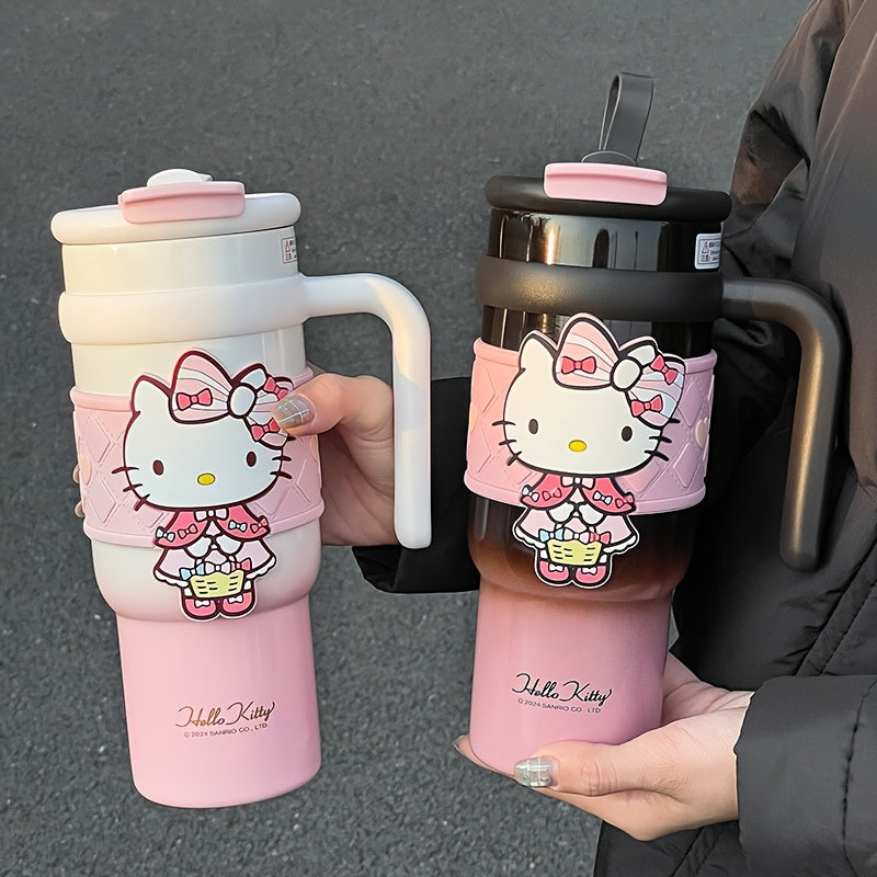 1 pieza, taza aislada de acero inoxidable HelloKitty, capacidad grande de 900 ml, linda taza de agua, regalo de Navidad, taza de coche, taza de café