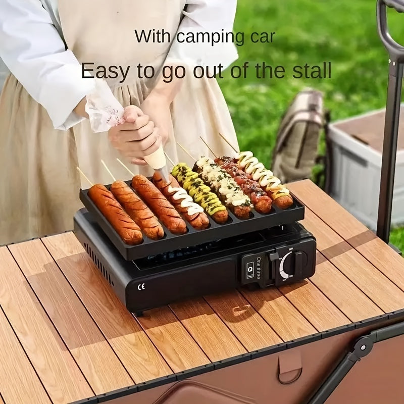 Sartén para Salchichas Antiadherente Versátil - Apta para 6/8 Hot Dogs, Perfecta para Barbacoas en Interiores y Exteriores, Fácil de Limpiar y Diseño que Ahorra Espacio