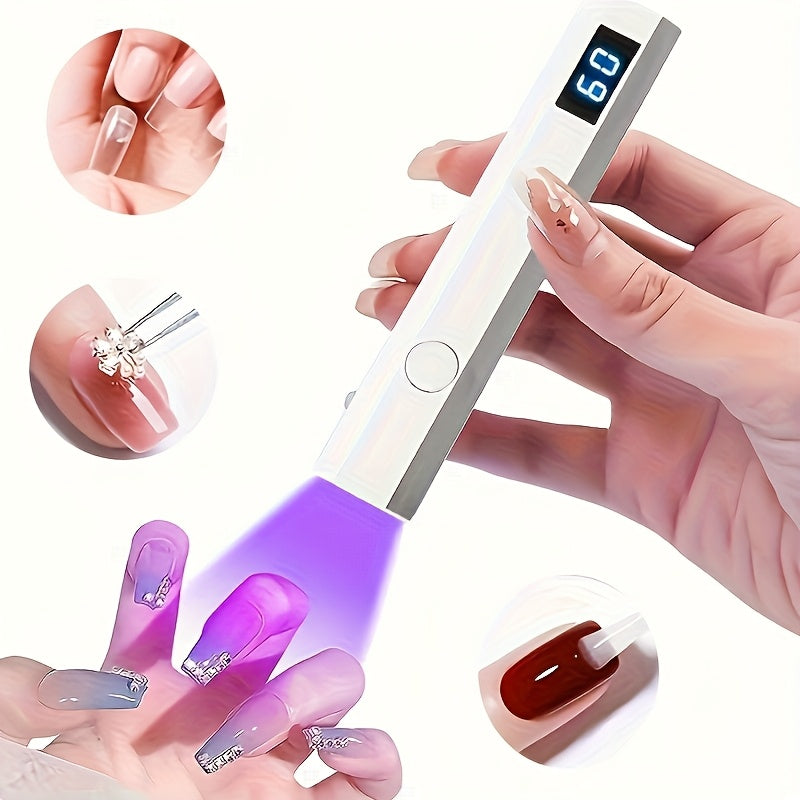 Lámpara de curado de esmalte de uñas de gel digital de mano miniatura DIY - Dispensador rápido inalámbrico, compacto y portátil, recargable por USB, batería, regalo de alta calidad para salón de manicura en casa, amigable con viajes, lámpara de curado de