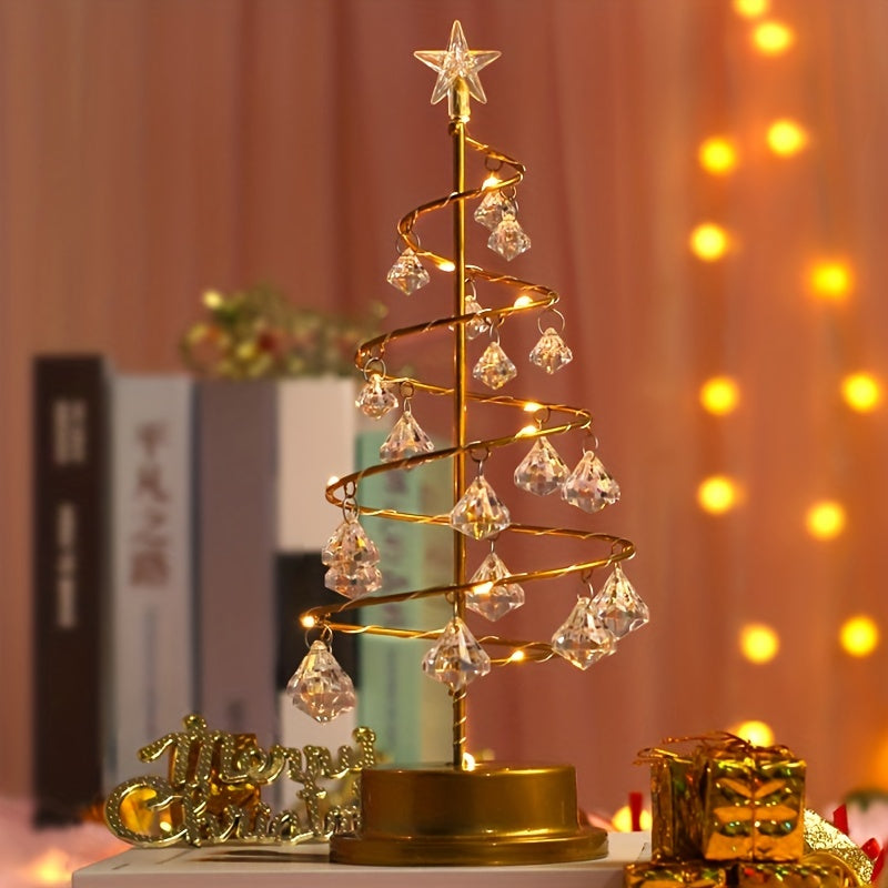 Lámpara navideña de árbol de Navidad, forma de lámpara colorida, lámpara de mesa con cristales de diamante para dormitorio, adorno navideño, ideal como regalo de cumpleaños, regalo de Pascua, para él o ella, sorpréndelo o sorpréndela