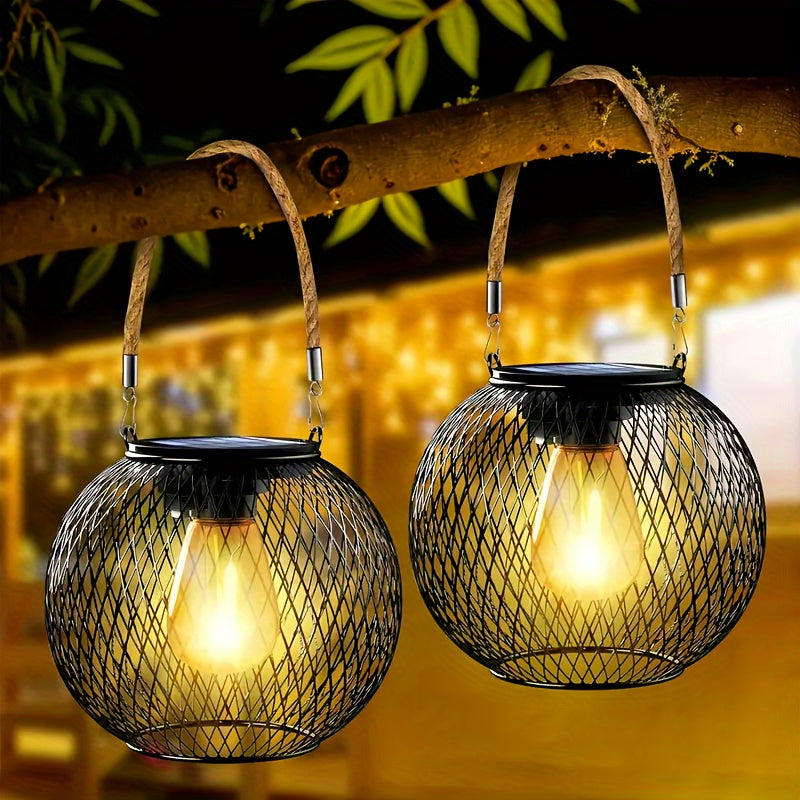 2pcs/4pcs Nueva Linterna Solar Exterior, Versión Mejorada Lámpara Solar Colgante para Jardín Exterior, Candelabro Metálico Decorativo, Luz Solar de Árbol Adecuada para Jardín, Patio y Camino