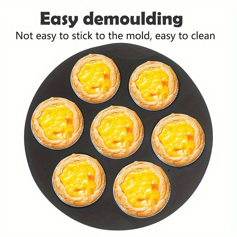 1pc Molde de Silicona para Hornear 7 Tazas - Bandeja Redonda Antiadherente de 8 Pulgadas para Air Fryer y Microondas, Diseño Plegable, Moldes Resistentes al Calor para Cocina Uniforme, Accesorios Fáciles de Limpiar, Utensilio Versátil, Material Alimentic