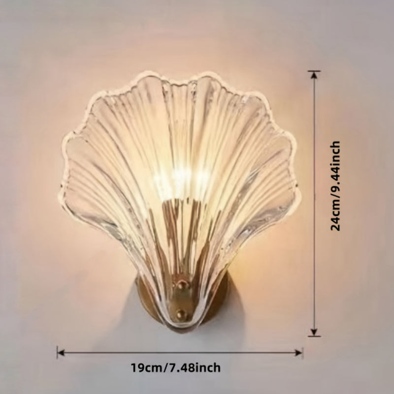1 pieza de luz de pared de cristal moderno, con concha de vidrio, adecuada para dormitorio, sala de estar, comedor (base de bombilla E14, excluyendo bombilla)