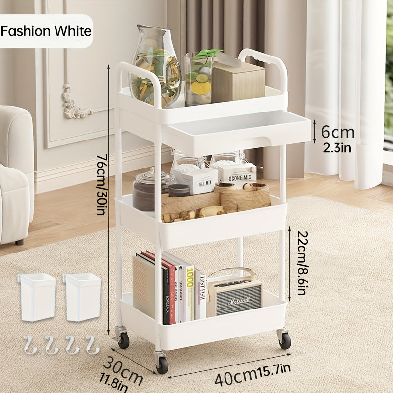 Carrito de almacenamiento móvil para cocina, caja rodante con cajones extraíbles, carrito resistente de 3 y 4 niveles con ruedas bloqueables para baño, sala, cocina, snacks, manualidades, cosméticos y decoración del hogar