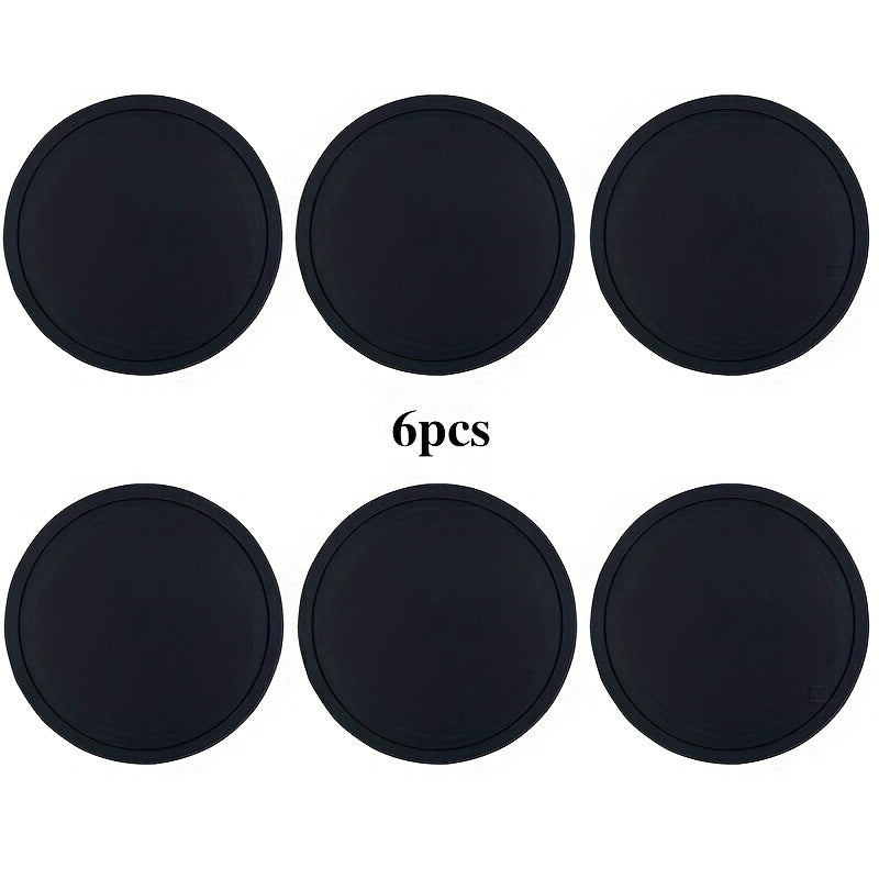 6 posavasos premium de silicón negro, antideslizantes y duraderos, fáciles de limpiar - Ideales para proteger superficies del calor, grasa y manchas de agua - Perfectos para bares en casa, restaurantes y uso doméstico (Soporte no incluido)