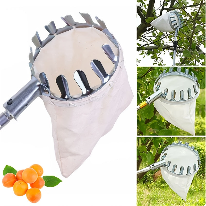 Varita de recolección de frutas con mango telescópico - Metal y tela, no necesita electricidad, perfecta para alcanzar ramas altas, herramienta de recolección de frutas | Varita con mango telescópico | Mango metálico duradero, recolección de frutas