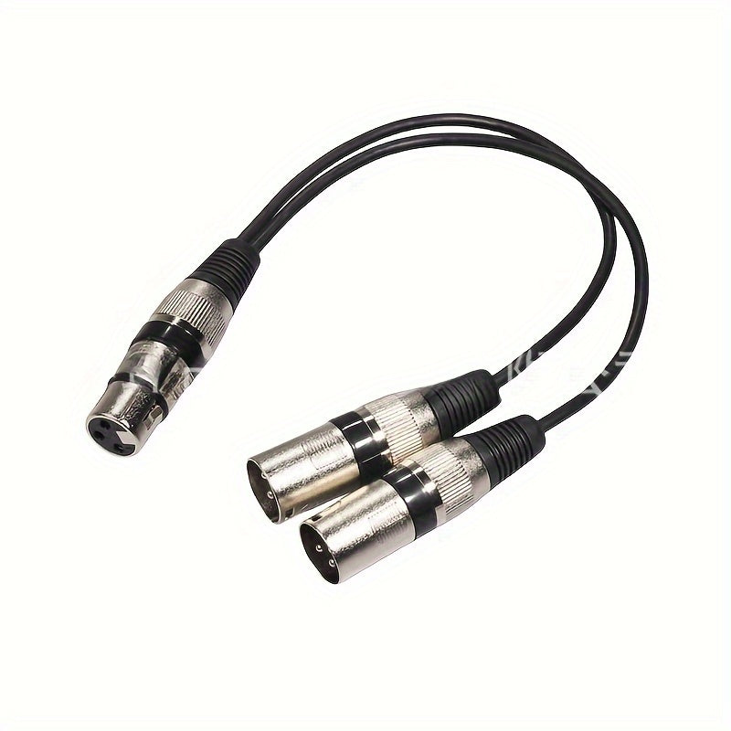 Adaptador de Cable XLR de Aleación de Zinc de 11.81" de 1 a 2 con Tres Núcleos, Cable de Conexión XLR Macho y Hembra, Cable Divisor XLR Adecuado para Consolas de Mezcla, Micrófonos, Altavoces, Amplificadores, Controladores de Luz de Escenario