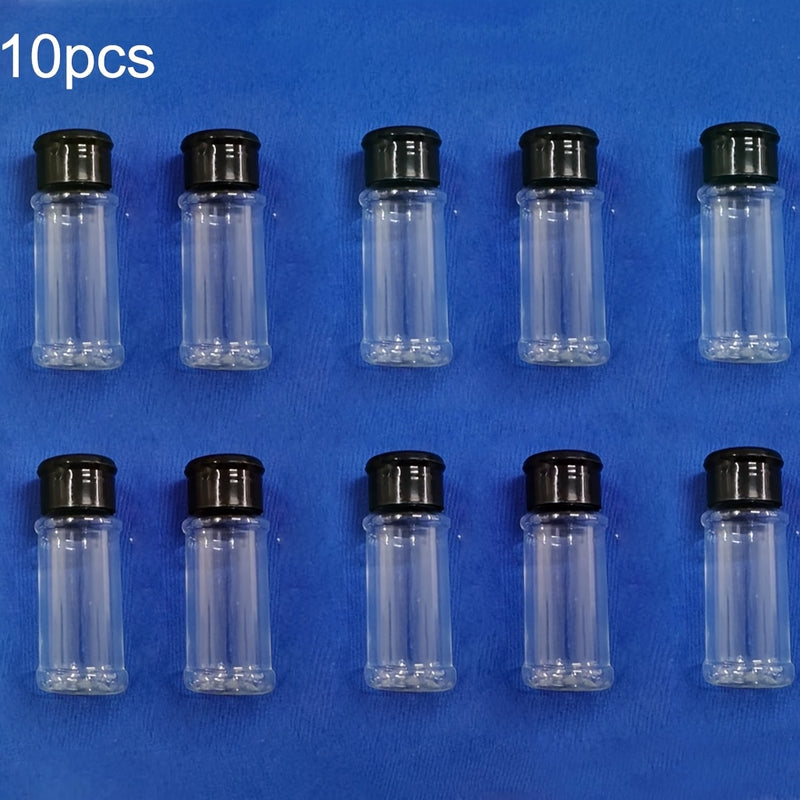 Juego de 10 Tarros de Especias Libres de BPA con Tapas Agitadoras - Contenedores de Plástico Duraderos para Condimentos y Sazonadores para BBQ, Camping, Picnics y Organización de Cocina, Tapas para Verter, Almacenamiento