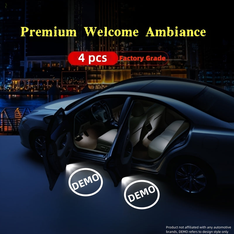 4 piezas de Luces de Bienvenida para Puertas de Coche con Proyección de Logotipo al Estilo OEM, Proyector de Logotipo Inspirado en Equipo Original, Proyección de Logotipo HD, Fácil Instalación - Compatibilidad Universal para Vehículos