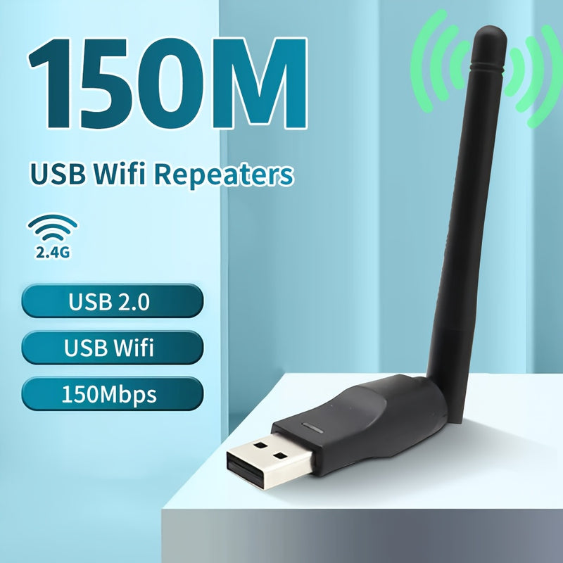 Adaptador de red portátil, Wifi de 2,4G con una velocidad máxima de 150Mbps, con una antena Wifi de alta ganancia, compatible con WPA-PSK/WPA2-PSK para un uso seguro de la red, adecuado para Windows 11, 10, 8, 7 y XP en escritorios y portátiles.