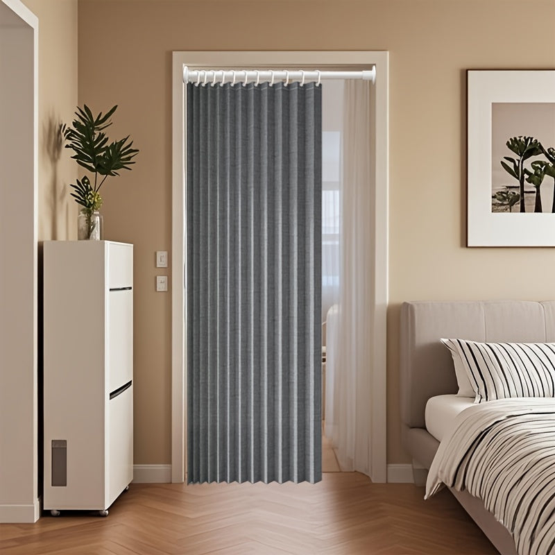 Cortina de bloqueo de estilo bohemio, sin poste, con diseño plegable, fácil de empujar y tirar, adecuada para sala de estar, dormitorio, cocina - Lavado a mano fácil, ganchos de regalo para decoración del hogar