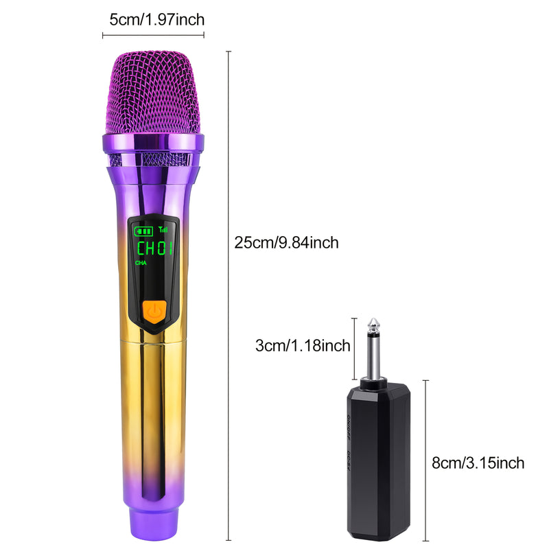 108 colores 2 SKUs Heikuding Micrófono inalámbrico inalámbrico - Conector de 6,35 mm, clip, control de volumen, USB y batería de litio recargable, diseño de diafragma pequeño para transmisión en vivo, podcasting, grabación de voz, herramienta de grabació