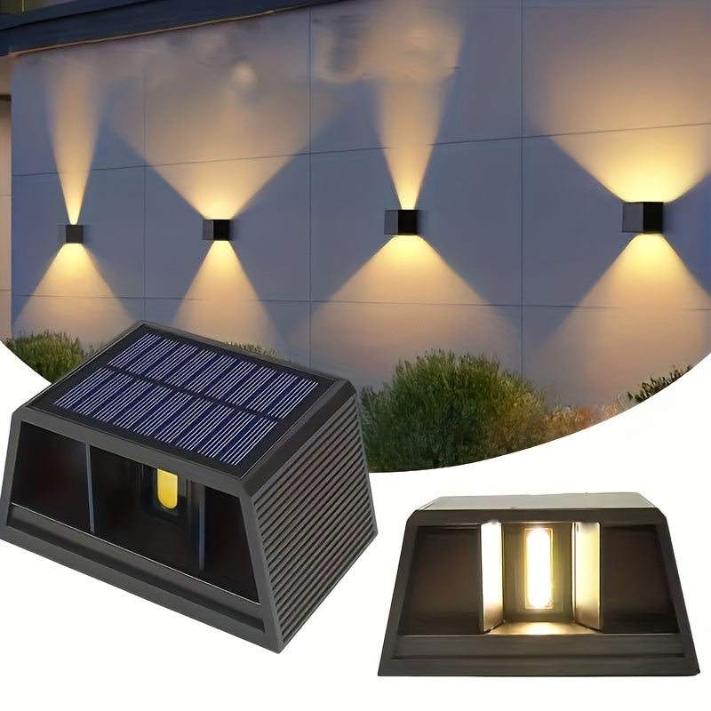 1pc Luces Solares LED de Pared, Rango de Iluminación Ajustable, Lámpara de Pared de Lavado Arriba y Abajo para Jardín al Aire Libre, Patio, Luz Ambiental, Paisaje de Villa Moderna, Camino, Pasillo