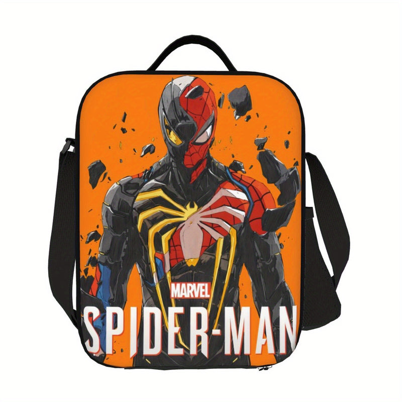 1 bolsa térmica de almuerzo Marvel Spider-Man, diseño vibrante de superhéroe, bolsa térmica sin contacto con alimentos para trabajo, escuela o picnic, poliéster duradero, solo lavado a mano, cierre con cremallera segura, diseño de personaje de caricatura