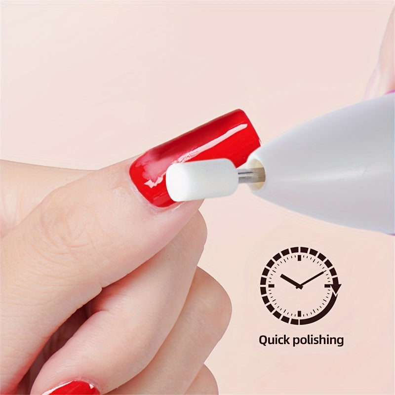 Deslustrador de Uñas Eléctrico BANUCHE - Cortaúñas y Pulidor Portátil Automático con Batería para Adultos, Ancianos - Herramienta Compacta de Manicura Pedicura para Viajes con Palitos de Lija, Diseño Ergonómico, Mango Antideslizante