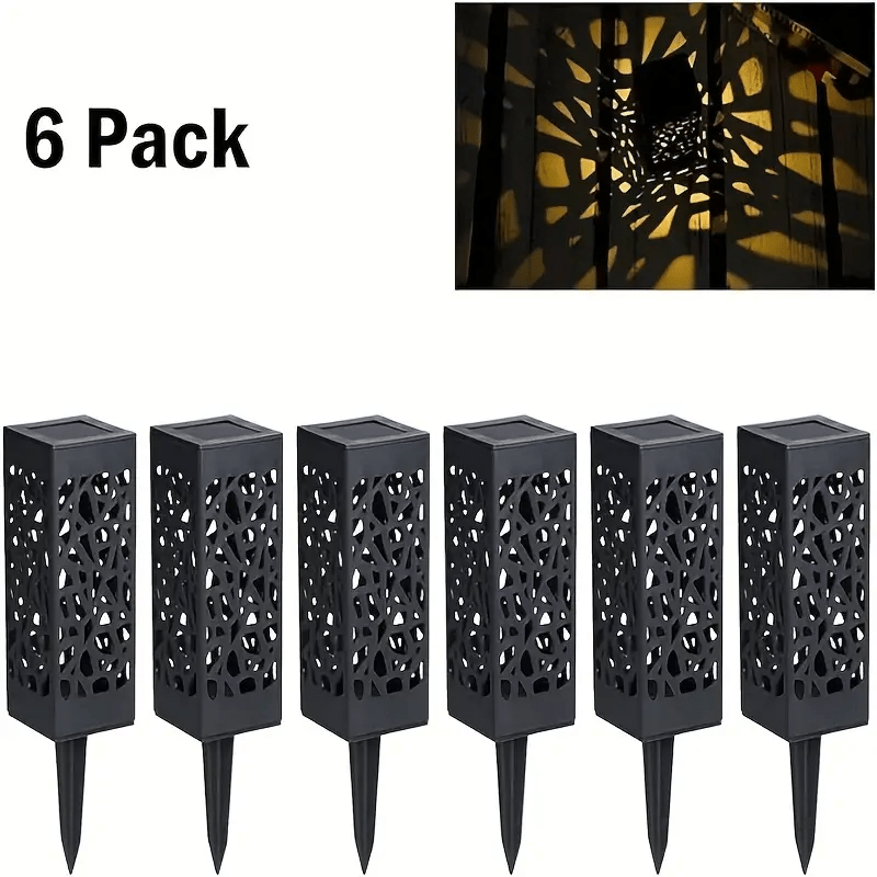 6 luces solares LED para jardín, luces para patio al aire libre, luces de césped con diseño retro hueco, adecuadas para Navidad, jardines, paisajes y céspedes.