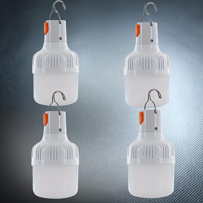 4 linternas LED recargables por USB con ajuste de brillo en 3 niveles, plástico duradero, iluminación portátil para emergencias, senderismo, asados, cortes de luz, garaje, campamento, sótano y decoración de jardín, equipo de campamento moderno