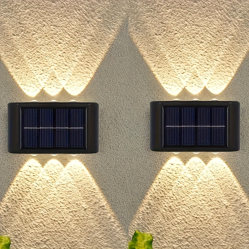 4 luces solares para pared GANXIN con 6 LED, sensor de movimiento inteligente, luz cálida y fría, ideal para decoración exterior, jardín, bodas y camping, iluminación exterior | Luces modernas para pared | Luces solares