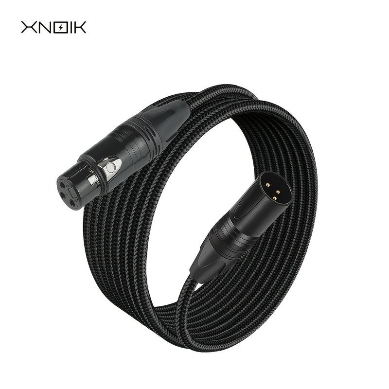 Cable de Micrófono XLR Extra Largo XNOIK - Audio Profesional Resistente, 15m/10m/5m, Blindaje Equilibrado para Estudio y Escenario en Vivo, Podcasting - Compatible con Conectores Macho a Hembra, Diseño Robusto de Conector, Textura Trenzada