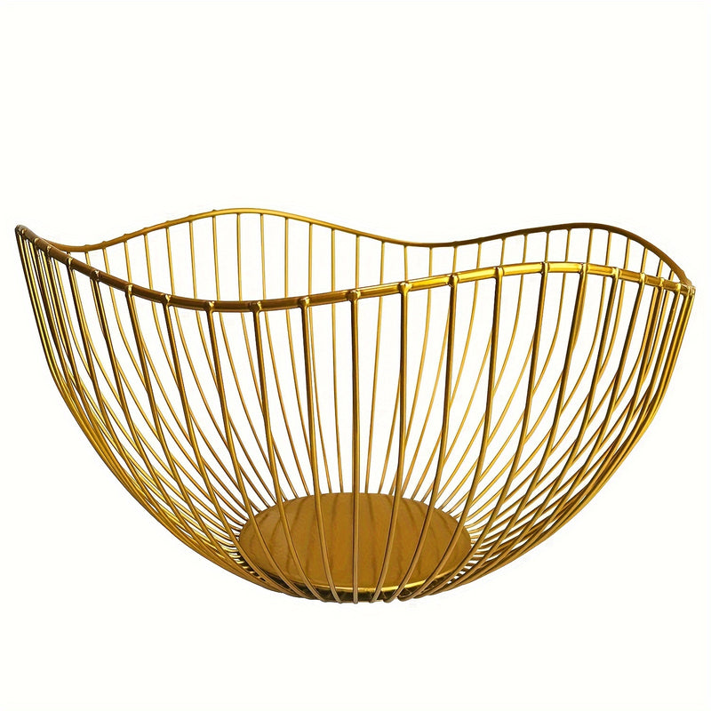 Canasta de alambre para frutas, 1 unidad, tazón de frutas para mostrador de cocina, ola, tazón para servir frutas, plato de alambre para frutas y verduras