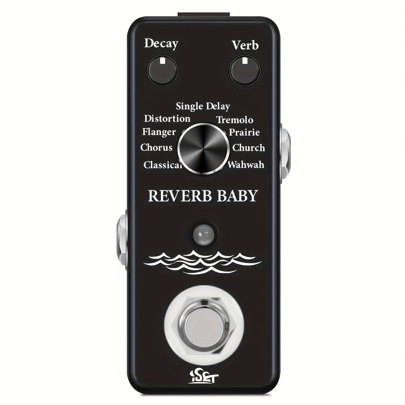 Pedal de reverberación para guitarra alimentado por USB con múltiples modos de reverberación, procesamiento de señales digitales y botones ajustables - Procesador de efectos de guitarra compacto y negro para actuaciones en vivo, efectos de pedales de gui