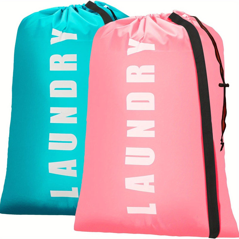 1 Paquete De 2 Piezas, Bolsas De Lavandería Grandes Con Cordón Para Viajes Y Hogar, 24" X 36", Duraderas, Espaciosas, Forma Ovalada Ideal Para La Organización De La Ropa