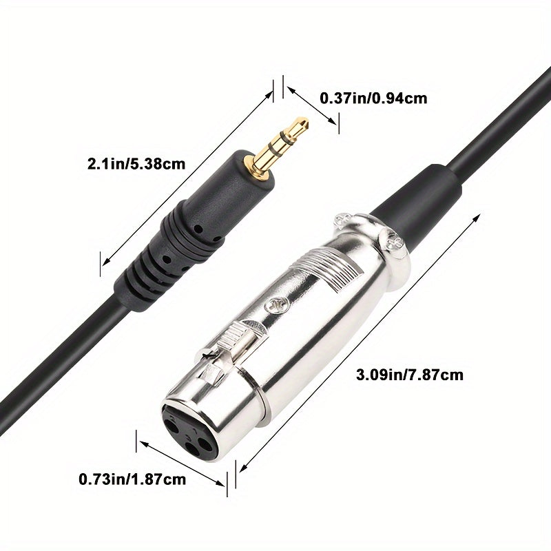 Cable de Audio i-Zclive Premium de 3.5mm a XLR - Macho a Hembra, Cobre Puro Bañado en Oro, Aleación de Zinc y Aluminio, Ideal para Micrófonos y Consolas de Mezcla, Cable Redondo Duradero con Diseño de Notas Musicales