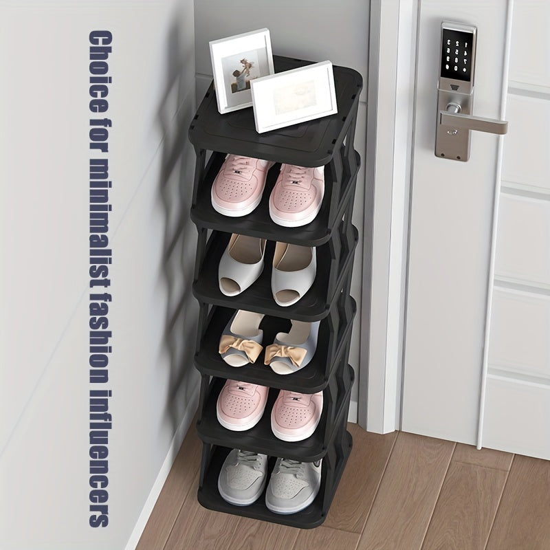 1 Pieza, Zapatero Multicapa, Zapatero Alto Y Estrecho, Adecuado Para Espacios Pequeños, Zapatero Plegable, Zapatero Vertical, Estructura Estable