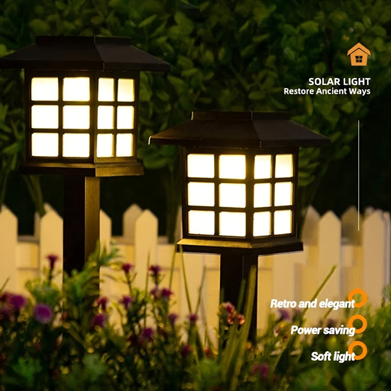 2 Paquetes, Luces Solares Cálidas/Blancas, Luces de Sendero para Jardín, Plugs de Piso para Césped, Paisaje, Acceso, Sendero, Decoración de Porche, Decoración de Patio Chino, Decoración de Terraza, Iluminación Solar, Luces de Paisaje Solares
