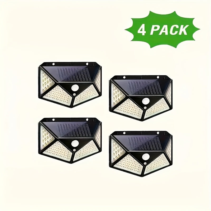 2/4/6 Luces de pared solares de 100 LED, luces de seguridad, luces de emergencia con sensores de movimiento, con 3 modos, un rango de iluminación de 270º y sin instalación de cables, adecuadas para patios al aire libre, jardines, cercas, cubiertas, garaj