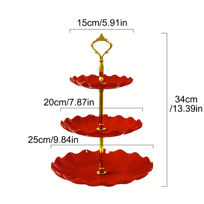 Soporte para Cupcakes de 3 Niveles, Bandeja Torre de Postres con Volantes o Encaje Europeo para Fiestas de Té y Bodas