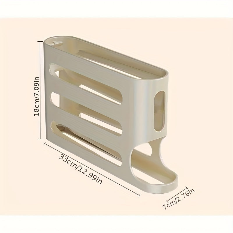 Caja de Almacenamiento de Huevos de 4 Niveles con Deslizamiento - Gran Capacidad, Diseño Automático para Puerta Lateral de Refrigerador - Plástico Duradero, Organizador de Cocina Seguro para Alimentos