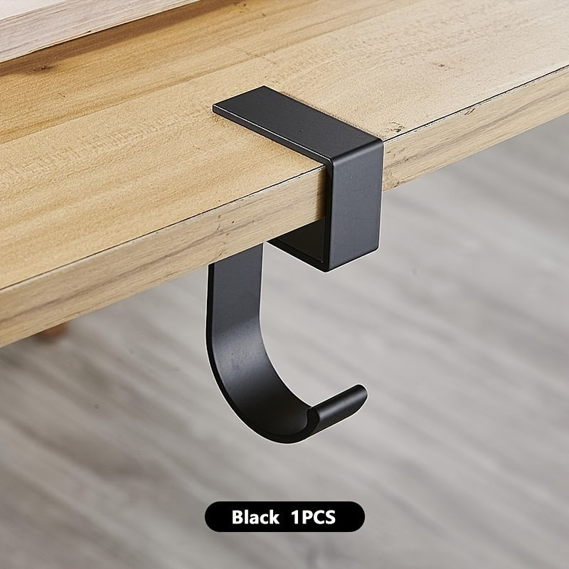 1pc Organizador de Ganchos para Escritorio de Aluminio - Colgador de Bolsas Sin Taladro con Diseño Antideslizante, y Blanco Elegante para Oficina o Estudiante (Uso Doméstico y Profesional), Solución de Almacenamiento de Bolsas, Fácil Instalación, Ganchos