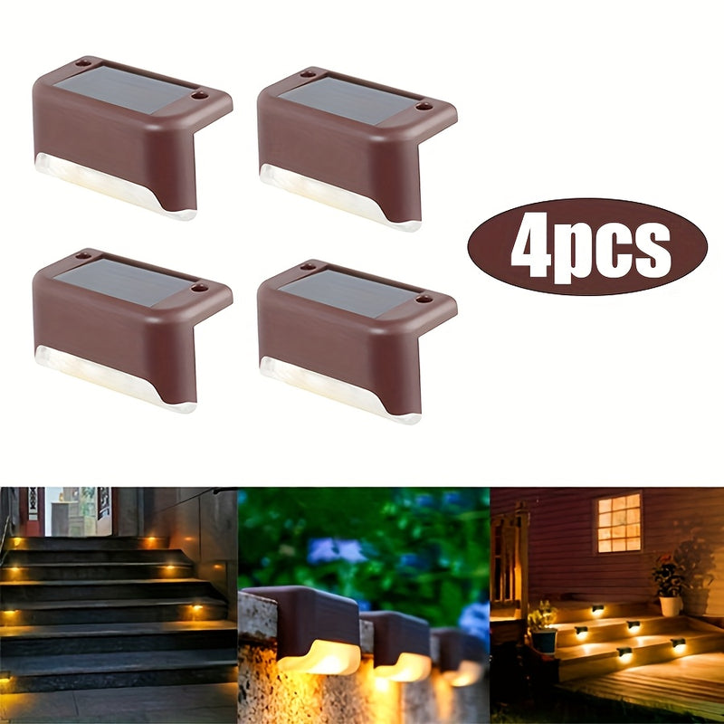 4 luces solares para exteriores, luces LED decorativas solares para caminos de jardín, luces solares para cercas, luces solares para escalones, escaleras exteriores, balcones, patios y senderos