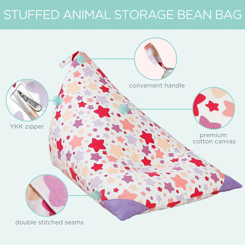Silla de bolsa de estrellas, cubierta de silla de bolsa de lona de alta calidad y súper suave, gran tamaño de 127.0*88.9 cm con cremallera rellena, adecuada para guardar ropa y juguetes de peluche, decoración del dormitorio