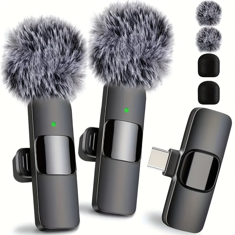 Microfono Lavalier sin varillas: con Protector de Viento Avanzado, Compatible con USB-C, Plug and Play, Reducción de Ruido, para YouTube y Transmisiones en Vivo