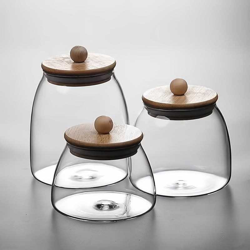 3 Piezas de Tarros Transparentes Resistentes al Calor de Borosilicato con Tapas, 850ml Contenedores Herméticos para Frutos Secos, Té y Dulces