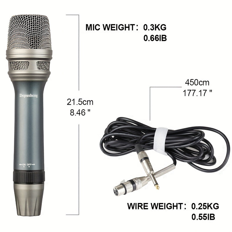 Micrófono vocal dinámico profesional DEPUSHENG C90 - Micrófono dinámico cardioid unidireccional con bobina móvil, interruptor ON/OFF, cable de audio XLR de 177 pulgadas y conector de 1/4" para grabación, canto, karaoke, grabación de voz, diseño elegante