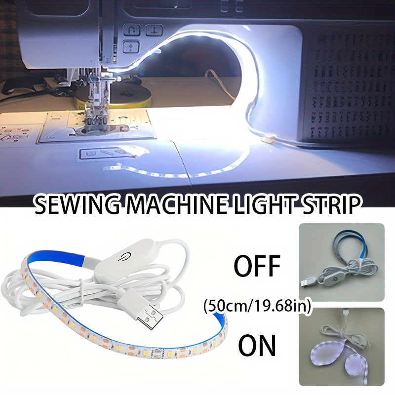 Tira de Luz Flexibles para Máquina de Coser, 0.3m/0.5m con Interruptor Táctil LED, Kit de Luz de Trabajo para Costura, Alimentado por USB DC5V, con Etiqueta Adhesiva, Adecuado para Todas las Máquinas de Coser, Fuente de Luz Integrada, Sin Batería Necesar